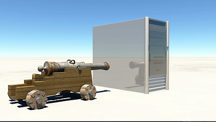 Image showing Cannon and computer