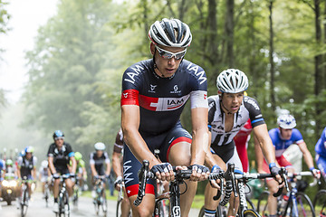 Image showing The Cyclist Sebastien Reichenbach Climbing Col du Platzerwasel -