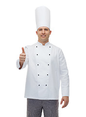 Image showing happy male chef cook showing thumbs up