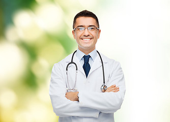 Image showing smiling male doctor in white coat