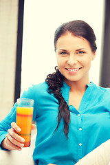 Image showing beautiful woman with glass of juice