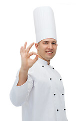 Image showing happy male chef cook showing ok sign