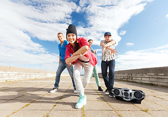 Image showing group of teenagers dancing