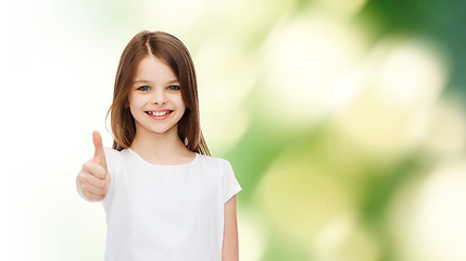 Image showing smiling little girl in white blank t-shirt