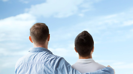 Image showing close up of happy male gay couple hugging