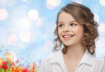 Image showing happy girl over summer garden background