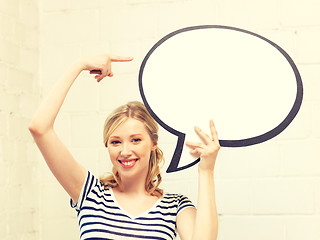 Image showing happy teenage girl with blank text bubble