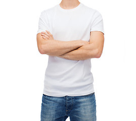 Image showing smiling young man in blank white t-shirt