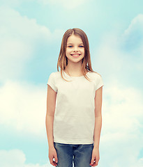 Image showing smiling little girl in white blank t-shirt