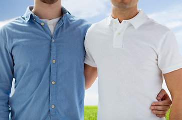 Image showing close up of happy male gay couple hugging