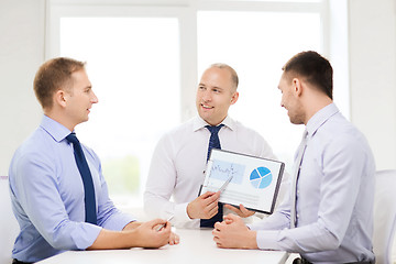 Image showing smiling businessmen with papers in office