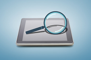 Image showing tablet pc with magnifying glass icon over screen