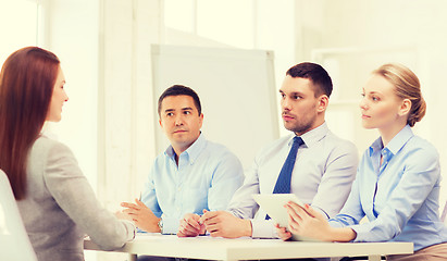 Image showing business team interviewing applicant in office