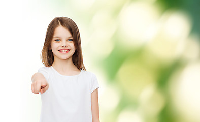 Image showing smiling little girl in white blank t-shirt