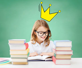 Image showing student girl reading books at school