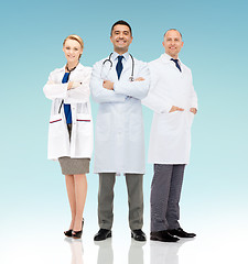 Image showing group of smiling doctors in white coats