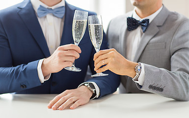 Image showing close up of male gay couple with champagne glasses