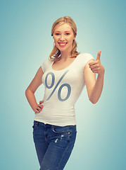 Image showing girl pointing at percent sign