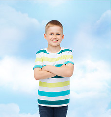 Image showing little boy in casual clothes with arms crossed