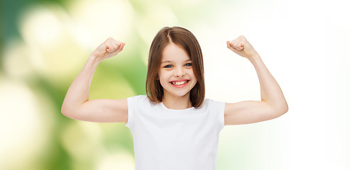 Image showing smiling little girl in white blank t-shirt