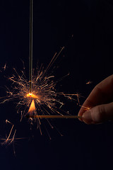 Image showing Hand lighting a sparkler