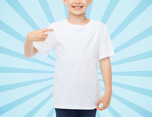 Image showing smiling little boy in white blank t-shirt