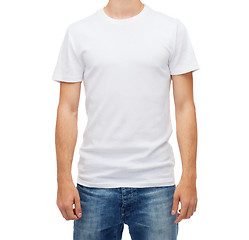 Image showing smiling young man in blank white t-shirt