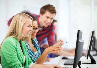 Image showing students with computer studying at school