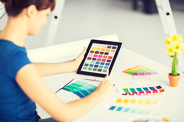 Image showing woman working with color samples for selection