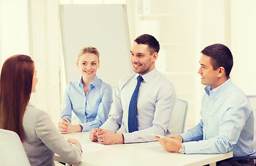 Image showing business team interviewing applicant in office