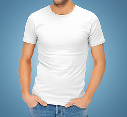 Image showing close up of man in blank white t-shirt