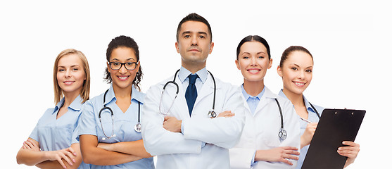 Image showing group of medics with stethoscopes