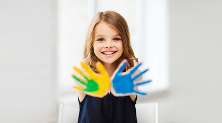 Image showing girl showing painted hands