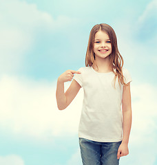 Image showing smiling little girl in blank white t-shirt