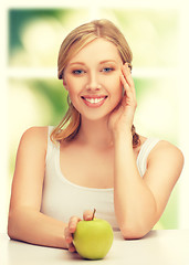 Image showing woman with green apple