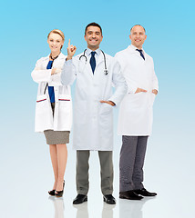 Image showing group of smiling doctors in white coats