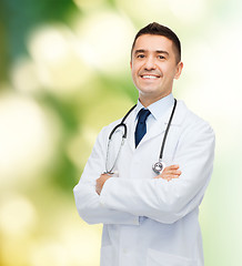 Image showing smiling male doctor in white coat