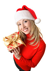 Image showing Female holding a Christmas present