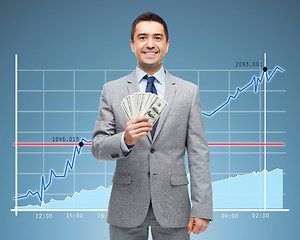 Image showing smiling businessman with dollar money