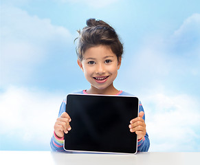 Image showing happy little girl with tablet pc computer