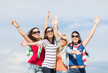 Image showing beautiful teenage girls or young women having fun