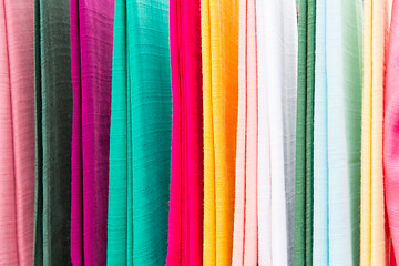 Image showing colorful textile at asian street market