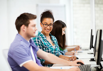 Image showing african student with computer studying at school