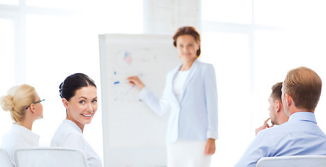 Image showing businesswoman on business meeting in office