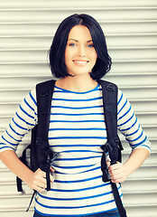 Image showing woman with bagpack