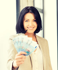 Image showing lovely woman with euro cash money