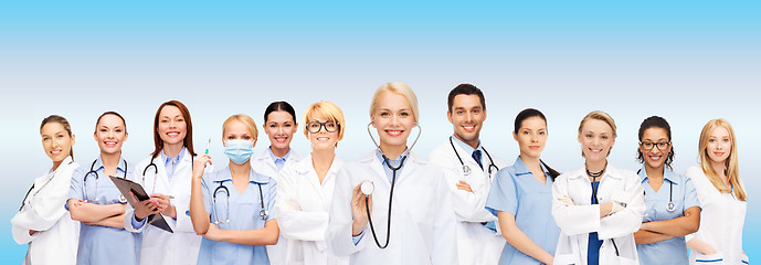 Image showing team or group of female doctors and nurses