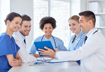 Image showing group of happy doctors meeting at hospital office