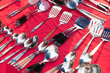 Image showing tableware and kitchenware sale at street market