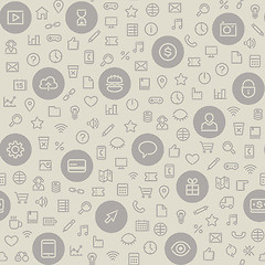 Image showing Light Seamless Pattern with Universal Icons